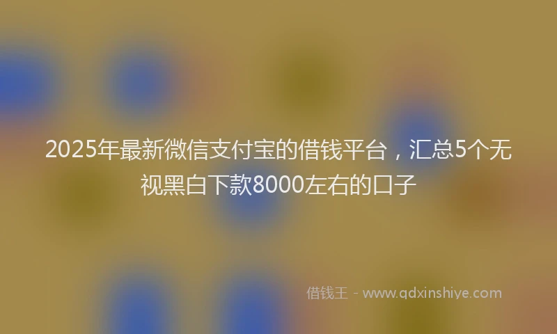 2025年最新微信支付宝的借钱平台，汇总5个无视黑白下款8000左右的口子