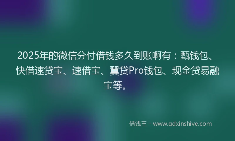 2025年的微信分付借钱多久到账啊有：甄钱包、快借速贷宝、速借宝、翼贷Pro钱包、现金贷易融宝等。