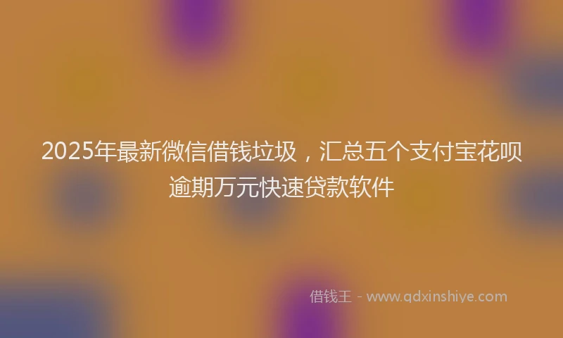 2025年最新微信借钱垃圾，汇总五个支付宝花呗逾期万元快速贷款软件