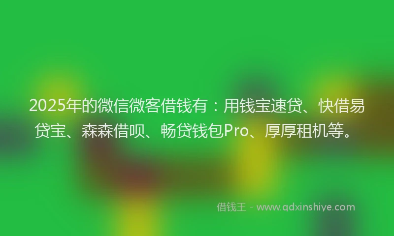 2025年的微信微客借钱有：用钱宝速贷、快借易贷宝、森森借呗、畅贷钱包Pro、厚厚租机等。