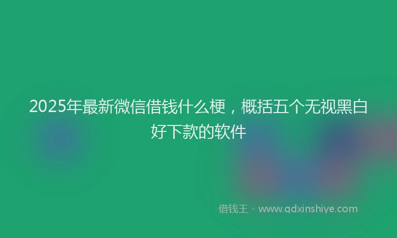 2025年最新微信借钱什么梗，概括五个无视黑白好下款的软件