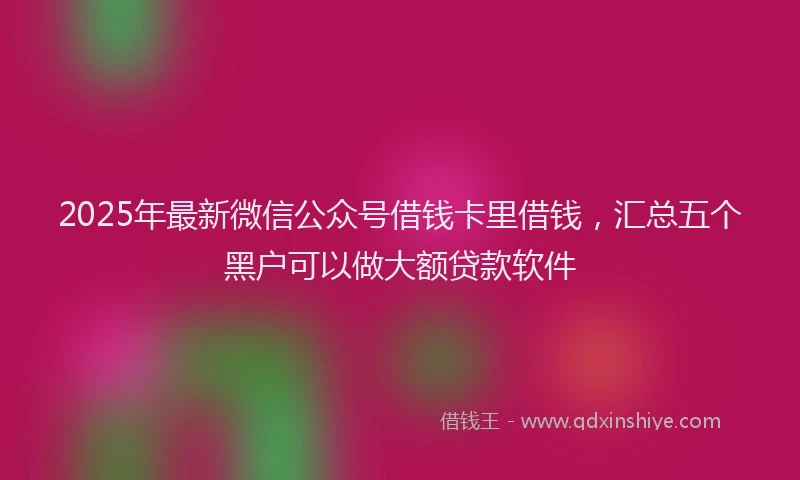 2025年最新微信公众号借钱卡里借钱，汇总五个黑户可以做大额贷款软件