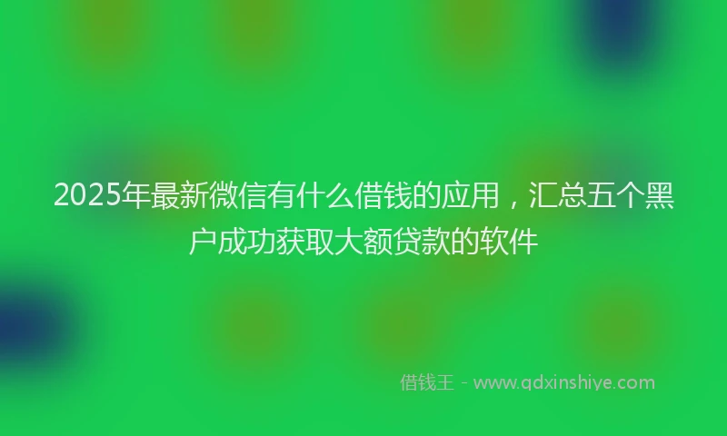 2025年最新微信有什么借钱的应用，汇总五个黑户成功获取大额贷款的软件