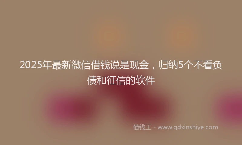 2025年最新微信借钱说是现金，归纳5个不看负债和征信的软件
