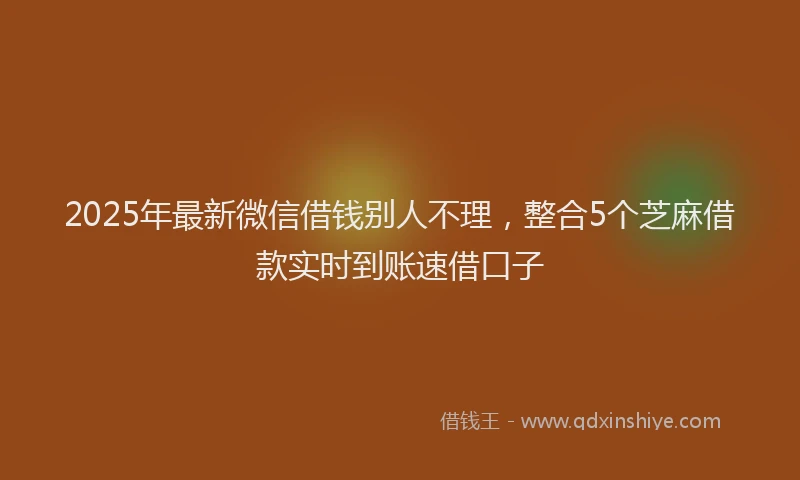 2025年最新微信借钱别人不理，整合5个芝麻借款实时到账速借口子