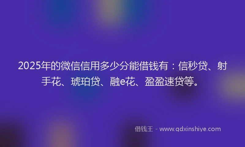 2025年的微信信用多少分能借钱有：信秒贷、射手花、琥珀贷、融e花、盈盈速贷等。