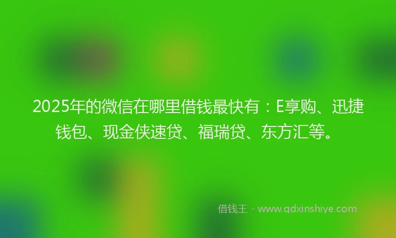 2025年的微信在哪里借钱最快有：E享购、迅捷钱包、现金侠速贷、福瑞贷、东方汇等。