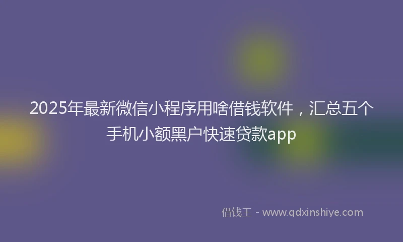 2025年最新微信小程序用啥借钱软件，汇总五个手机小额黑户快速贷款app