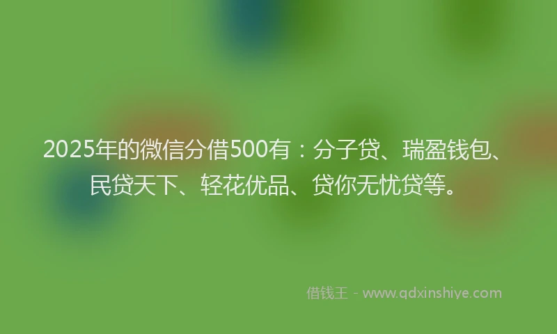 2025年的微信分借500有：分子贷、瑞盈钱包、民贷天下、轻花优品、贷你无忧贷等。