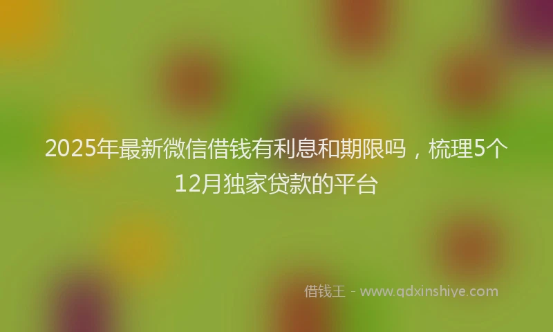 2025年最新微信借钱有利息和期限吗，梳理5个12月独家贷款的平台