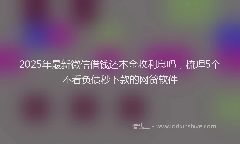 2025年最新微信借钱还本金收利息吗，梳理5个不看负债秒下款的网贷软件