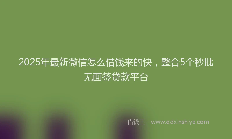 2025年最新微信怎么借钱来的快，整合5个秒批无面签贷款平台