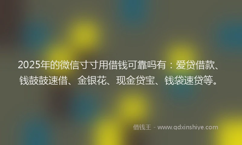 2025年的微信寸寸用借钱可靠吗有：爱贷借款、钱鼓鼓速借、金银花、现金贷宝、钱袋速贷等。