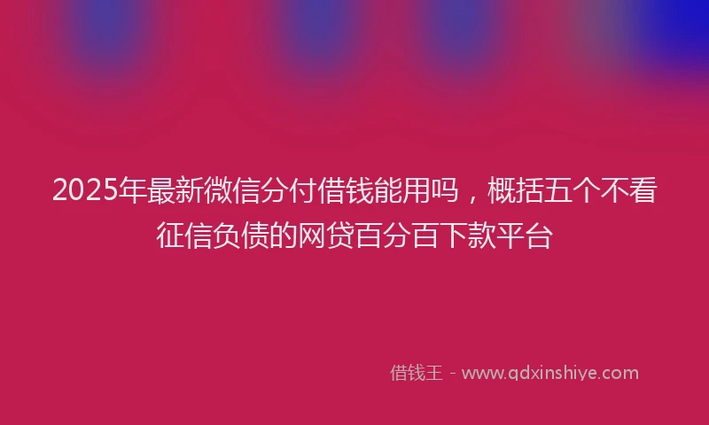 2025年最新微信分付借钱能用吗，概括五个不看征信负债的网贷百分百下款平台