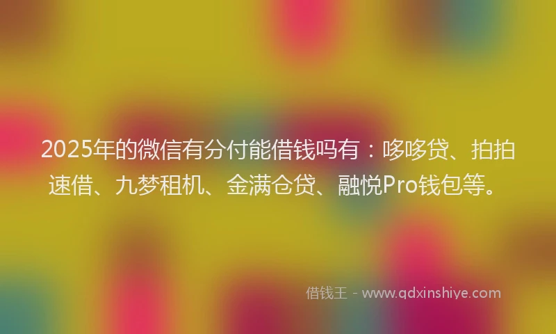 2025年的微信有分付能借钱吗有：哆哆贷、拍拍速借、九梦租机、金满仓贷、融悦Pro钱包等。