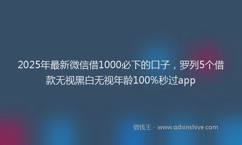 2025年最新微信借1000必下的口子，罗列5个借款无视黑白无视年龄100%秒过app