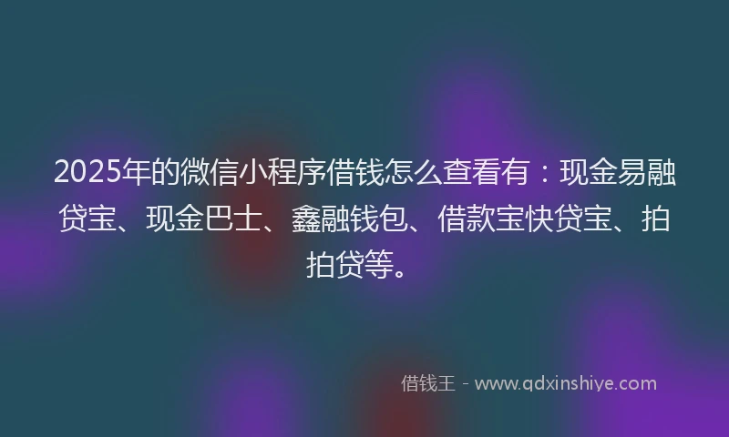 2025年的微信小程序借钱怎么查看有：现金易融贷宝、现金巴士、鑫融钱包、借款宝快贷宝、拍拍贷等。