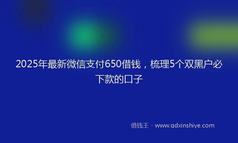 2025年最新微信支付650借钱，梳理5个双黑户必下款的口子