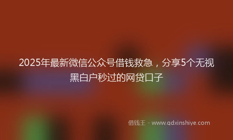 2025年最新微信公众号借钱救急，分享5个无视黑白户秒过的网贷口子
