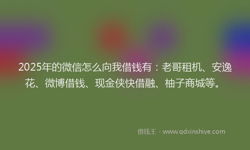2025年的微信怎么向我借钱有：老哥租机、安逸花、微博借钱、现金侠快借融、柚子商城等。
