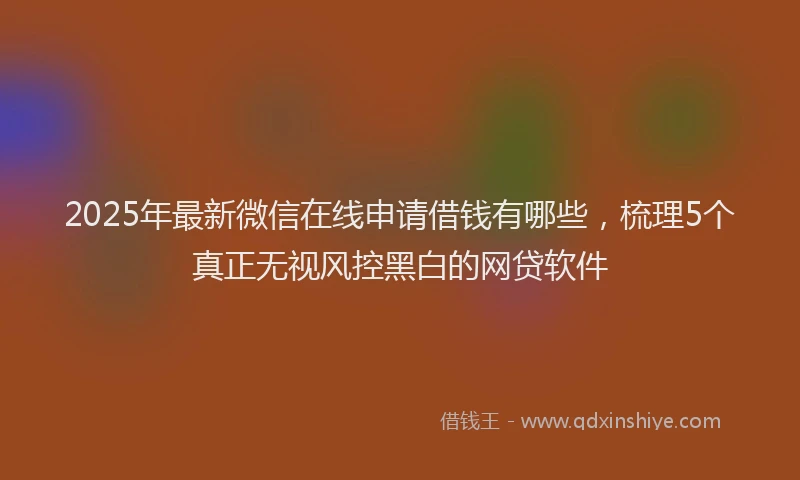 2025年最新微信在线申请借钱有哪些，梳理5个真正无视风控黑白的网贷软件