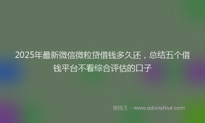 2025年最新微信微粒贷借钱多久还，总结五个借钱平台不看综合评估的口子
