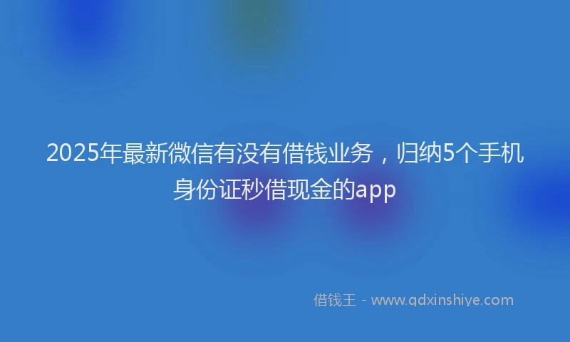 2025年最新微信有没有借钱业务，归纳5个手机身份证秒借现金的app