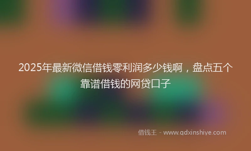 2025年最新微信借钱零利润多少钱啊，盘点五个靠谱借钱的网贷口子