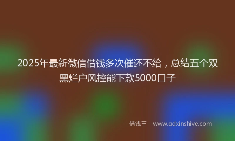 2025年最新微信借钱多次催还不给，总结五个双黑烂户风控能下款5000口子