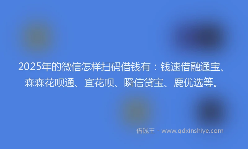 2025年的微信怎样扫码借钱有：钱速借融通宝、森森花呗通、宜花呗、瞬信贷宝、鹿优选等。
