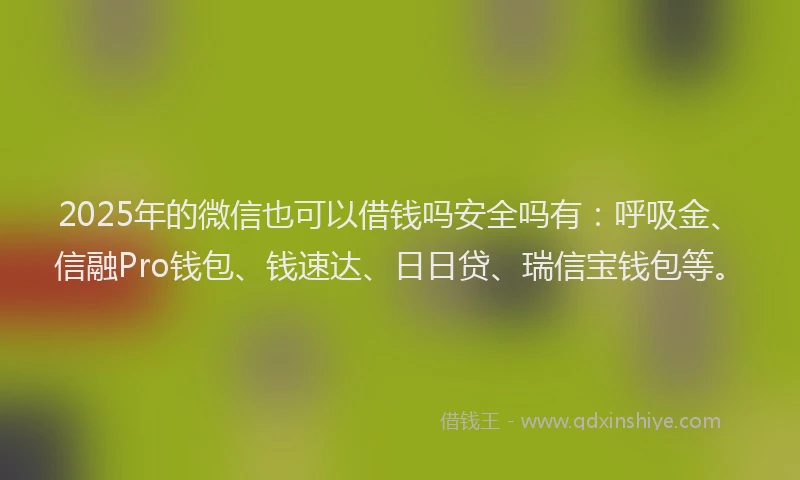 2025年的微信也可以借钱吗安全吗有：呼吸金、信融Pro钱包、钱速达、日日贷、瑞信宝钱包等。