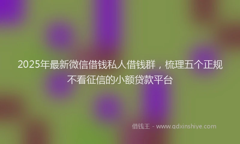 2025年最新微信借钱私人借钱群，梳理五个正规不看征信的小额贷款平台