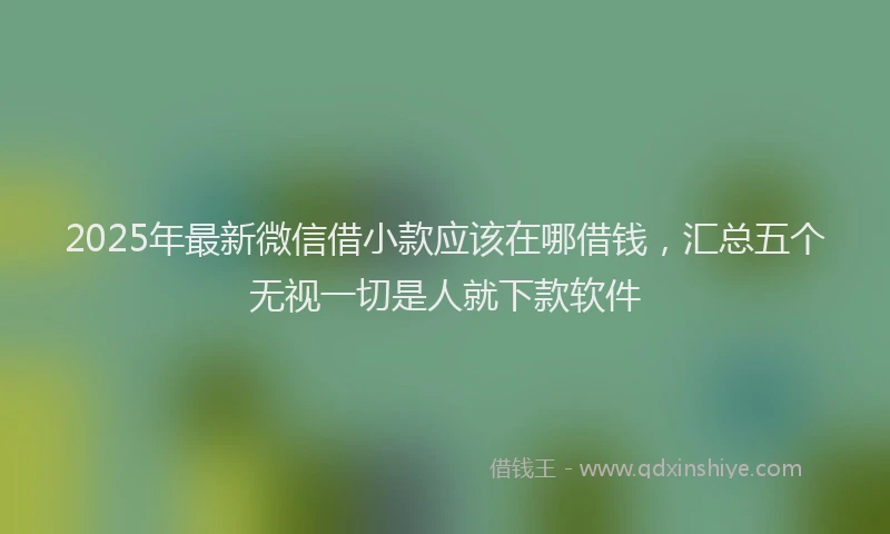 2025年最新微信借小款应该在哪借钱，汇总五个无视一切是人就下款软件