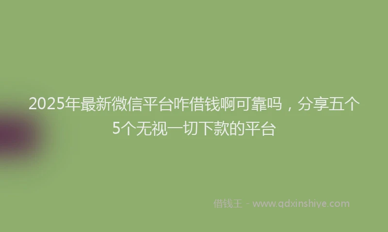 2025年最新微信平台咋借钱啊可靠吗，分享五个5个无视一切下款的平台