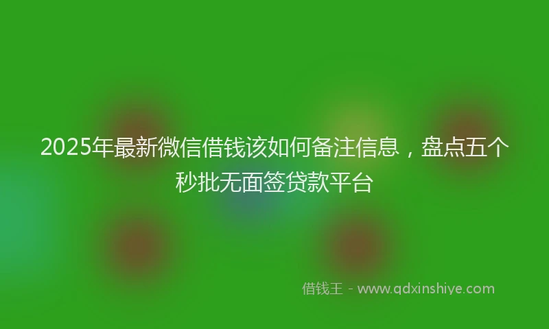 2025年最新微信借钱该如何备注信息，盘点五个秒批无面签贷款平台