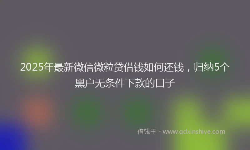 2025年最新微信微粒贷借钱如何还钱，归纳5个黑户无条件下款的口子
