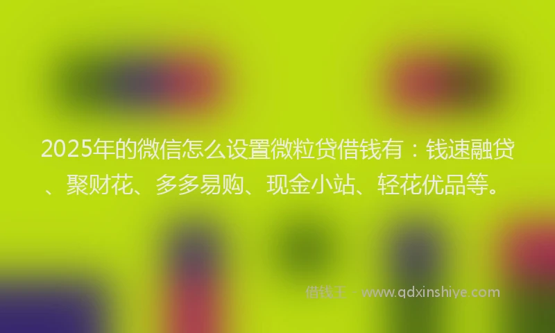 2025年的微信怎么设置微粒贷借钱有：钱速融贷、聚财花、多多易购、现金小站、轻花优品等。