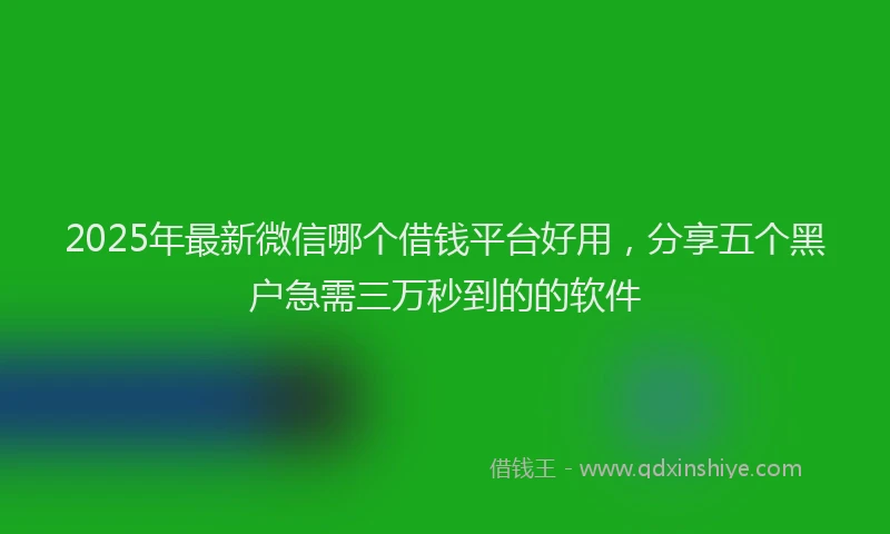 2025年最新微信哪个借钱平台好用，分享五个黑户急需三万秒到的的软件