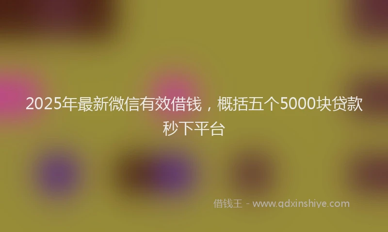 2025年最新微信有效借钱，概括五个5000块贷款秒下平台