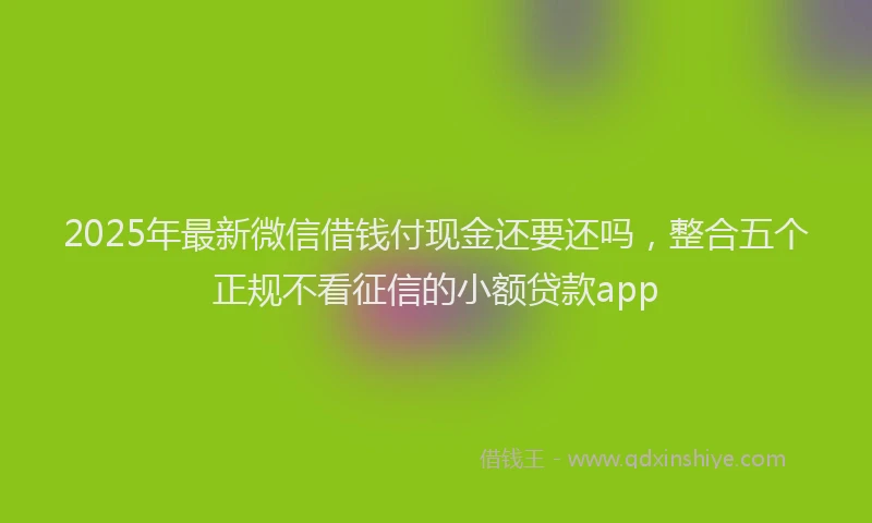 2025年最新微信借钱付现金还要还吗，整合五个正规不看征信的小额贷款app
