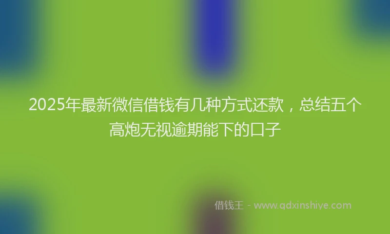 2025年最新微信借钱有几种方式还款，总结五个高炮无视逾期能下的口子