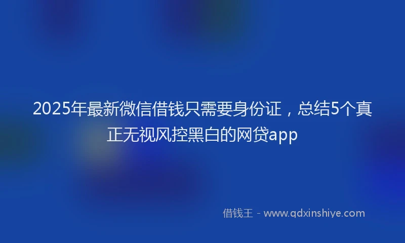 2025年最新微信借钱只需要身份证，总结5个真正无视风控黑白的网贷app