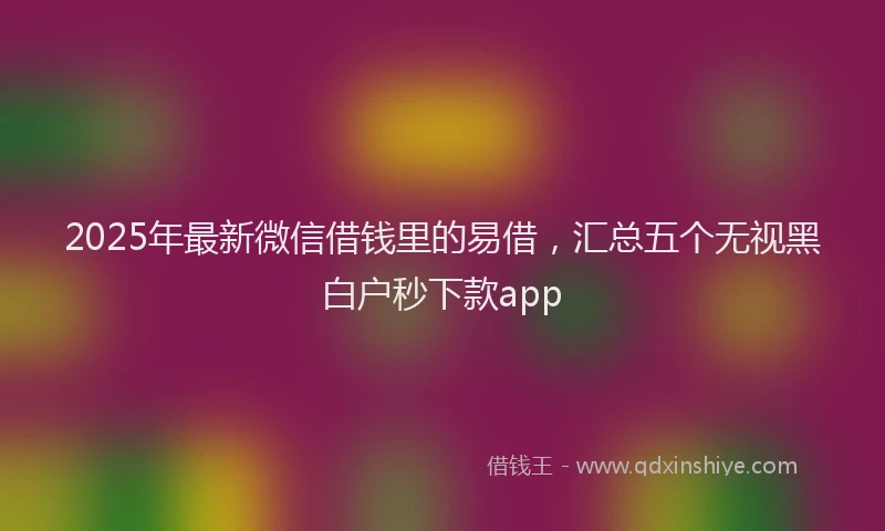2025年最新微信借钱里的易借，汇总五个无视黑白户秒下款app