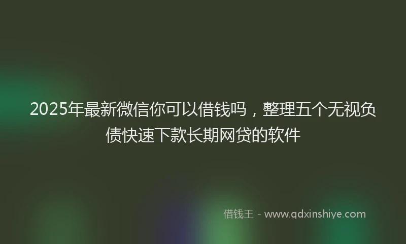 2025年最新微信你可以借钱吗，整理五个无视负债快速下款长期网贷的软件