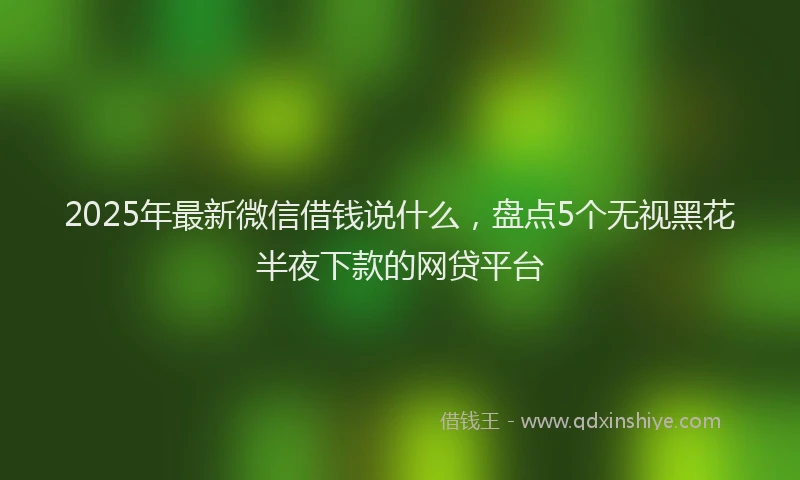 2025年最新微信借钱说什么，盘点5个无视黑花半夜下款的网贷平台