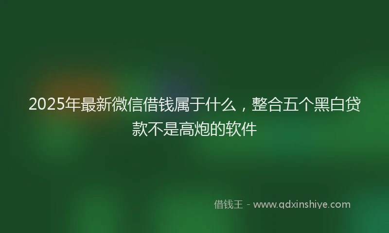 2025年最新微信借钱属于什么，整合五个黑白贷款不是高炮的软件