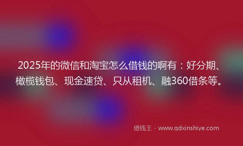 2025年的微信和淘宝怎么借钱的啊有：好分期、橄榄钱包、现金速贷、只从租机、融360借条等。