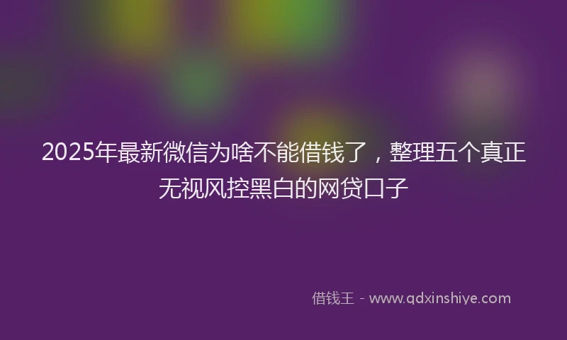 2025年最新微信为啥不能借钱了，整理五个真正无视风控黑白的网贷口子