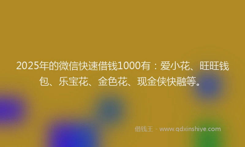 2025年的微信快速借钱1000有：爱小花、旺旺钱包、乐宝花、金色花、现金侠快融等。