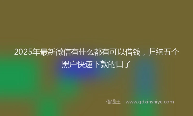 2025年最新微信有什么都有可以借钱，归纳五个黑户快速下款的口子